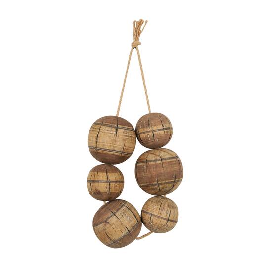 Distressed Brown Handmade Striped 6 Strung Buoy Wall Décor